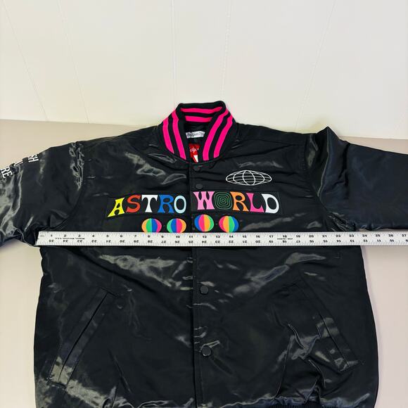Travis Scott Astro World Satin Bomber Jacket Medium Black Headgear Classics NWT - Picture 5 of 8